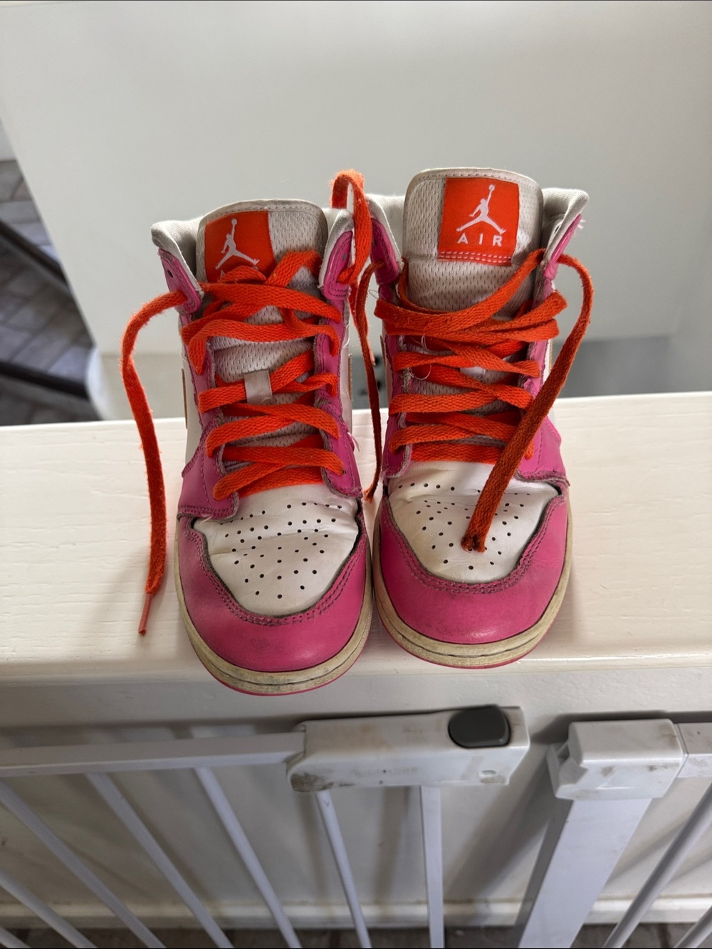 Jordan Kids Pink and Orange High-Top Sneakers